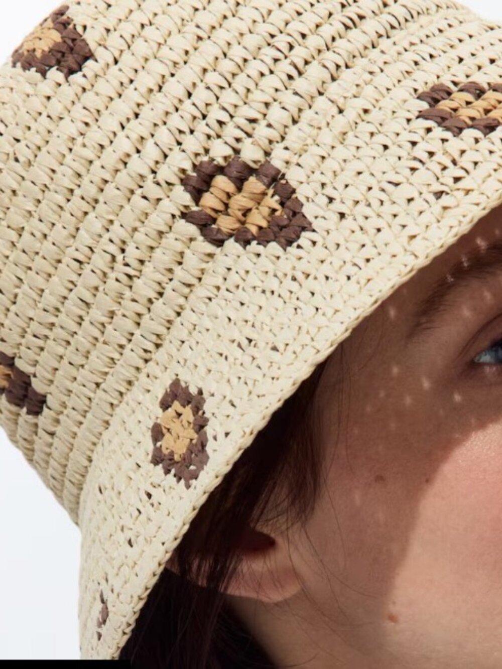 H&M Beige/leopard print straw hat